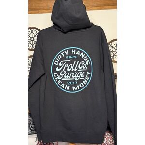 Troll Co.  Black Aqua Hooded Sweatshirt Dirty Hands Clean Money Sz XL NWT‎